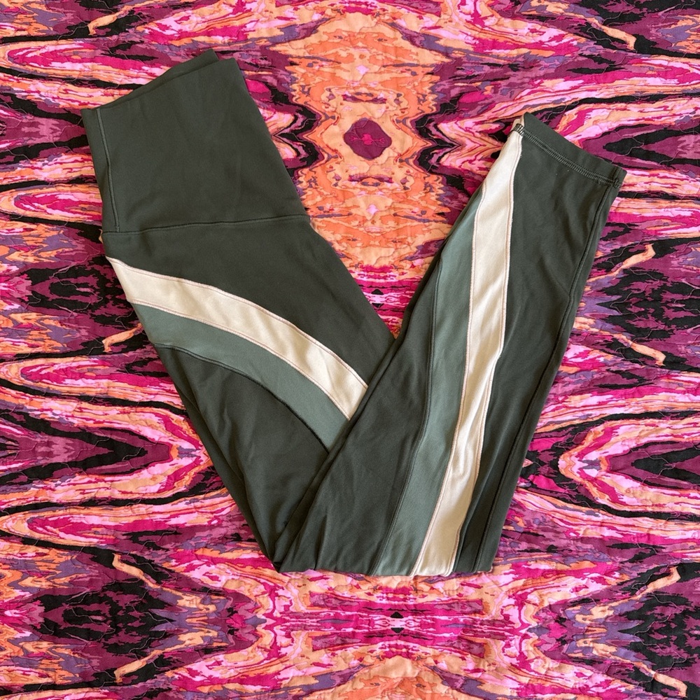 Stylish Green and Cream Leggings